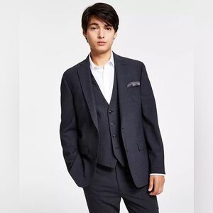 Bar III Men’s Slim-Fit 100% Wool Charcoal Gray Suit- Jacket 40R, Pants 32x30